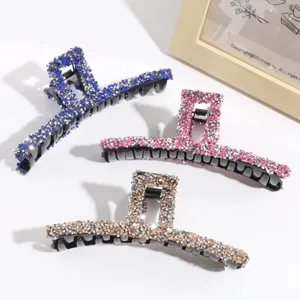 Sparkling rhinestone hair claw clips set, elegant crystal shark clips for thick hair styling.