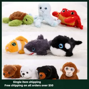 Marine Animal Plush Toys Cartoon Ocean Creature Pendants Soft Stuffed Octopus Shark Turtle Keychains Kids Gifts