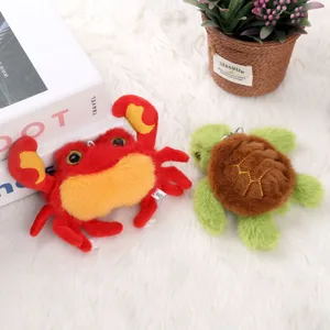 Cute plush crab and turtle keychains, adorable ocean animal toy pendants for bags and keys