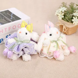Cute tulip dress lop-eared rabbit plush pendant fluffy bunny bag charm gift toy