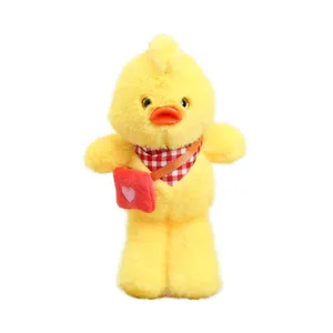 Cute long-legged yellow duck plush toy keychain, sweet cartoon bag pendant and gift for girls.