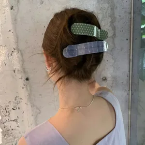 Korean style acetate hair clip, curved rectangular design, elegant hair accessory for women.