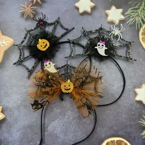 Halloween spider web pumpkin ghost headband mesh hair hoop party festival dress up accessories