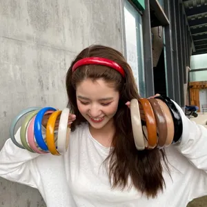 Korean glossy leather headband solid color sponge hair hoop fashion minimalist hair accessories
