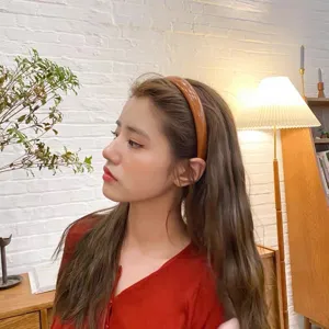 Korean style leather glossy headband solid color sponge hair hoop for daily fashion wear
