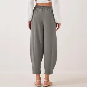 Casual high waist pleated cropped pants for women, loose fit straight trousers summer.
