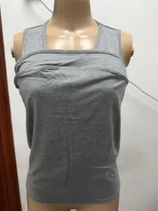Grey Kangaroo Baby Wearing Shirt V-Neck Multi-functional Sleeveless Nursing Top for Mom and Dad
