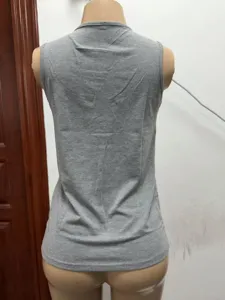 Women Grey Sleeveless Tank Top Casual Basic Solid Color Summer Breathable Tops Hot.