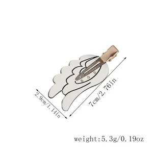 Angel wing metal hair clip for sweet girls, side bangs pin, lightweight 5.3g, 7cm size.