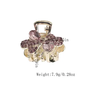 Goldfarbene Legierung Haarklammer mit lila Strasssteinen Mini Haaraccessoires süß