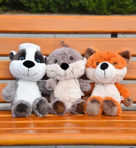 Cute forest animal plush toy set including badger otter and fox soft stuffed dolls for kids.
