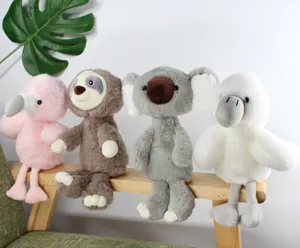Cute plush toy set featuring sloth, koala, flamingo and bird, soft stuffed animal dolls gift.