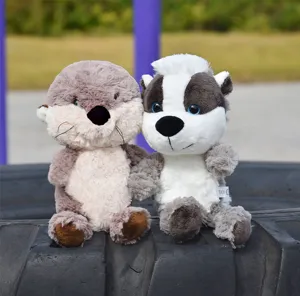 Cute plush toy set featuring an adorable otter and a badger, soft stuffed animal dolls for kids gifts.