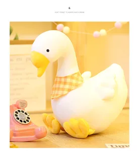 Simpatico grande giocattolo di peluche oca bianca, morbido cuscino cigno per regalo letto.