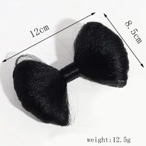 Pince à cheveux synthétique en forme de nœud noir, queue de cheval moelleuse pour femmes.