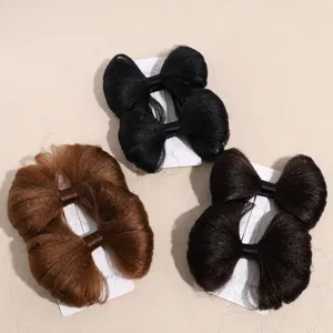 Femmes Style Coréen Mignon Nœud Cheveux Synthétiques Pince Queue de Cheval Épingle Moelleuse Accessoires Cheveux Quotidiens