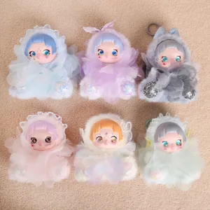 Portachiavi bambola fata dei fiori in peluche, ciondolo viso in vinile grazioso regalo