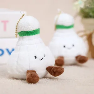 Simpatico portachiavi in peluche a forma di volano da badminton con piedi marroni per borsa