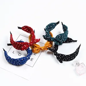 Korean Style Polka Dot Rabbit Ear Bow Hair Band Wide Anti-Slip Fabric Headband Cute Daily Hair Accessories For Women