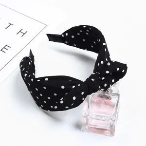 Black white polka dot bow headband stylish wide hair hoop cute daily hair accessories for women