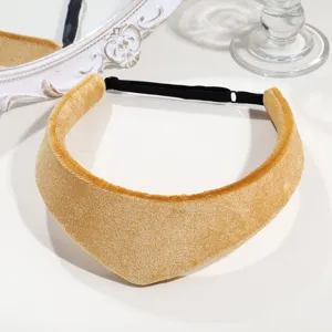 Elegant gold sparkling fabric crown headband with elastic back for women retro style hair accessory.