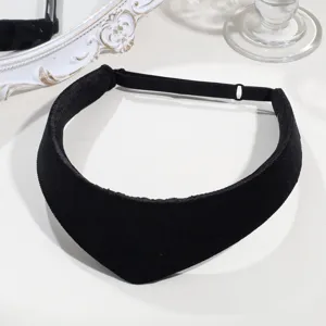 Retro black velvet crown headband, elegant court style adjustable hair hoop for women.