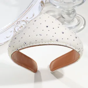 Vintage crystal rhinestone embellished fabric headband for women elegant palace style hair hoop