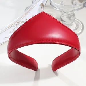 Red leather crown headband, elegant vintage court style hair accessory for women and girls daily wear.