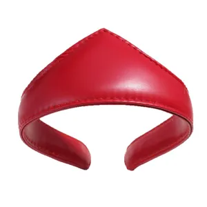 Red leather headband with pointed crown design, elegant court style hair hoop for women and girls.