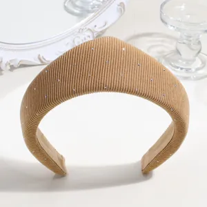 Retro wide padded rhinestone headband elegant court style sparkly crystal fabric hair hoop for women