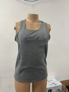 Grey casual round neck baby carrier tank top, multi-functional pullover nursing top for mothers