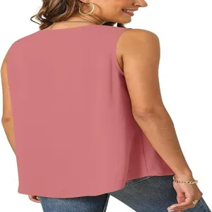 Canotta in chiffon senza maniche tinta unita casual estiva da donna camicetta.