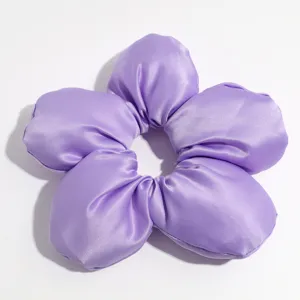 Lila satin flower haargummi, weiche schaumstoff gefuellte schicke haarzubehoer teile.