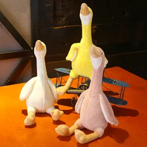 Simpatico peluche oca collo lungo, morbida bambola animale, regalo creativo per bambini.