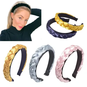 Elegantes Satin geflochtenes Stirnband für Damen, modischer Stoff Haarreif für Alltag.