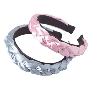 Satin geflochtener Haarreif für Damen, stylischer Stoff Haarschmuck im Kreuz-Design.