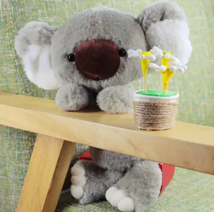 Cute grey koala plush toy fluffy stuffed animal doll soft sweet companion birthday gift for girls
