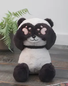 Lindo panda de peluche cucú suave animal de peluche con patas de corazón rosa para la habitación