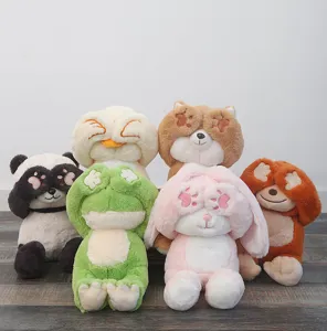 Conjunto de peluches de animales peekaboo lindos, muñeco de peluche suave con panda, conejo y rana.