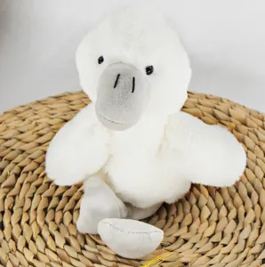 Cute white plush goose doll toy with soft fluffy fur and grey bill, perfect companion gift.
