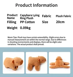 Cute capybara slap bracelet plush toy detail view, soft stuffed animal plushie for kids.