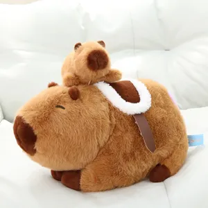 Lindo juguete de peluche de capibara con silla de montar muñeco suave de regalo