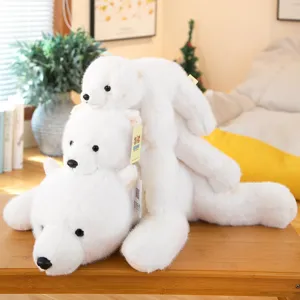 Cute white polar bear plush toy soft stuffed animal sleeping pillow for kids room decor
