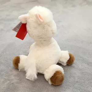 Cute fluffy white alpaca plush toy soft stuffed animal doll wonderful gift for kids