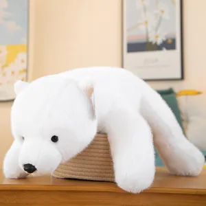 White polar bear plush toy cute sleeping pillow soft stuffed animal doll for kids home decor