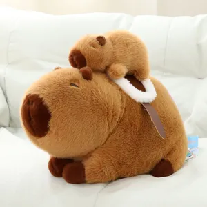 Lindo peluche de carpincho con silla, suave muñeco de peluche regalo para niños y amigos.