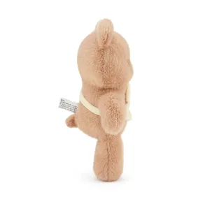 Cute butter bear plush toy detail view, soft stuffed doll for kids and holiday gifts.