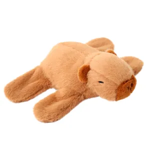 Cute sleeping capybara plush slap bracelet soft brown animal toy for lovely kids gifts.