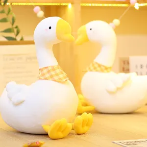Simpatica grande oca bianca peluche morbida bambola animale farcito cuscino da abbraccio