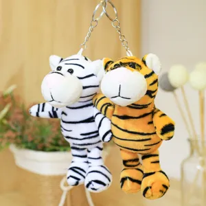 Niedliches Plüsch-Tiger-Schlüsselanhänger-Paar, weiche Stofftier-Anhänger für Rucksack und Taschen.